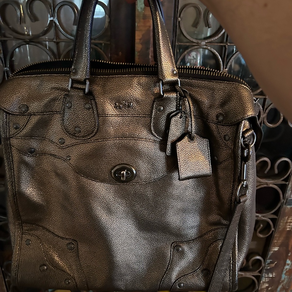 Coach Bronze Metallic Satchel